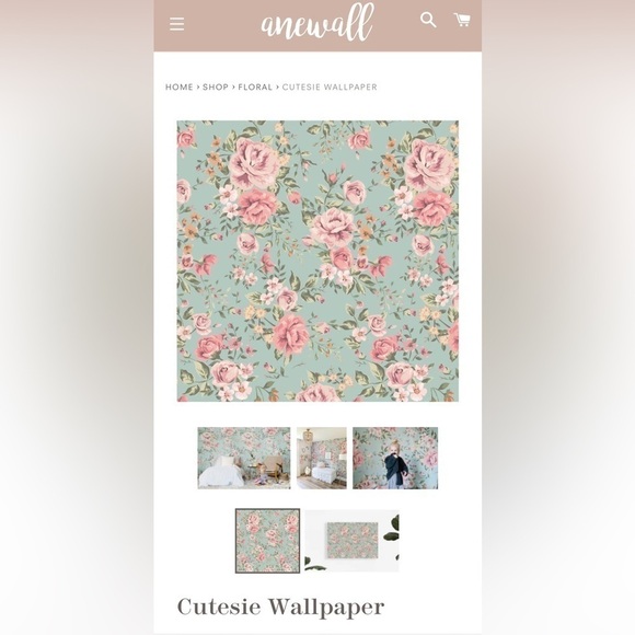 Anewall Cutesie Wallpaper Peel & Stick 141"W x 108"H Eggshell Floral Roses Mural - Picture 5 of 9